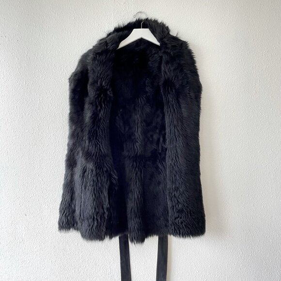 VINCE Toscana Shearling Fur Leather Reversible Black Vest XS size - Picture 7 of 13
